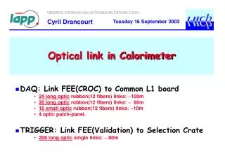 Optical link in Calorimeter