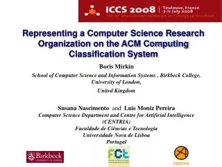 Representing a Computer Science Research Organization on the ACM Computing Classification System