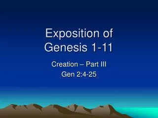 Exposition of Genesis 1-11