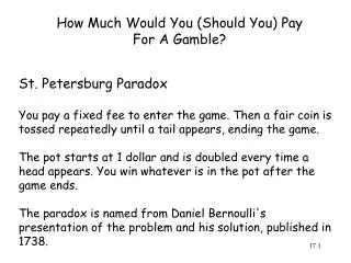 How Much Would You (Should You) Pay For A Gamble?
