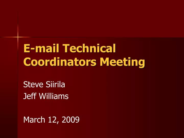 e mail technical coordinators meeting