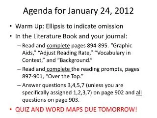 Agenda for January 24, 2012