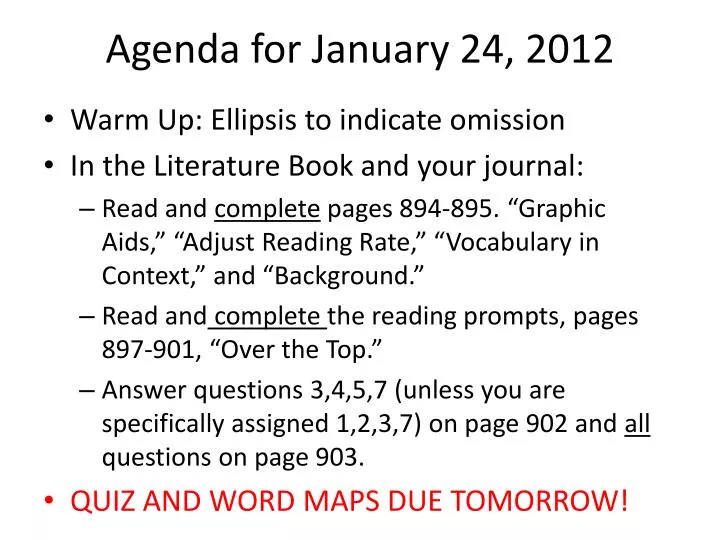 agenda for january 24 2012