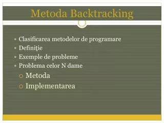 Metoda Backtracking