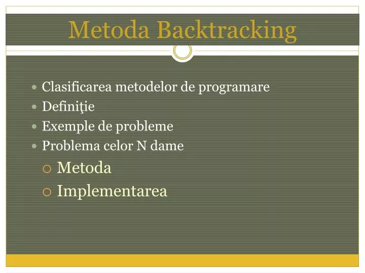 metoda backtracking