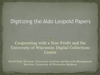 Digitizing the Aldo Leopold Papers