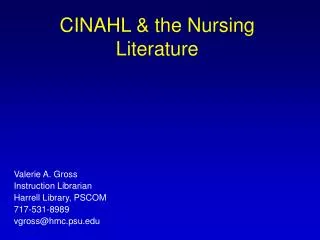 CINAHL &amp; the Nursing Literature