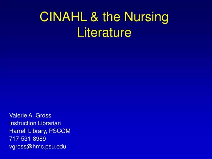 cinahl the nursing literature