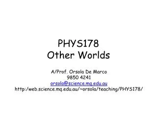 PHYS178 Other Worlds