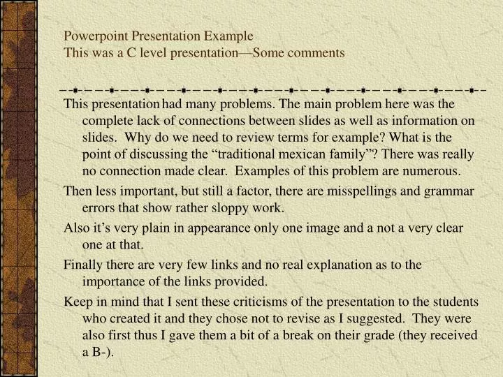 powerpoint presentation example this was a c level presentation some comments
