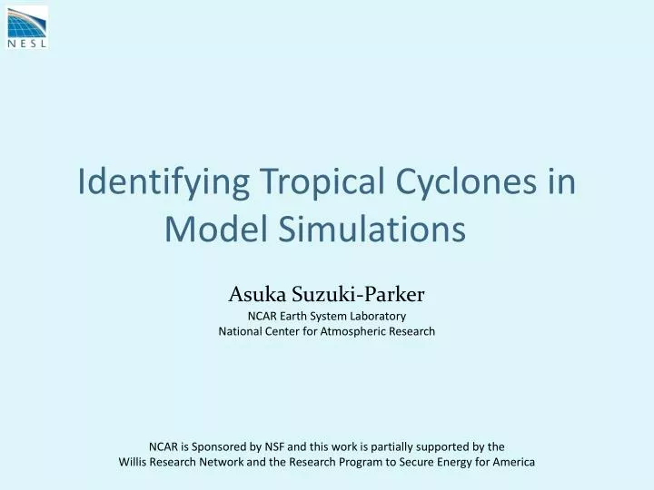 identifying tropical cyclones in model simulations
