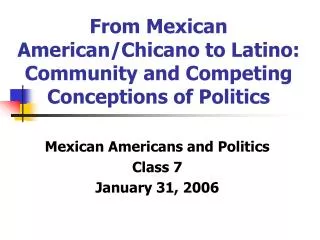 From Mexican American/Chicano to Latino: Community and Competing Conceptions of Politics