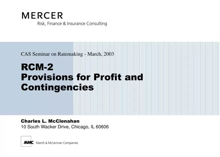 cas seminar on ratemaking march 2003