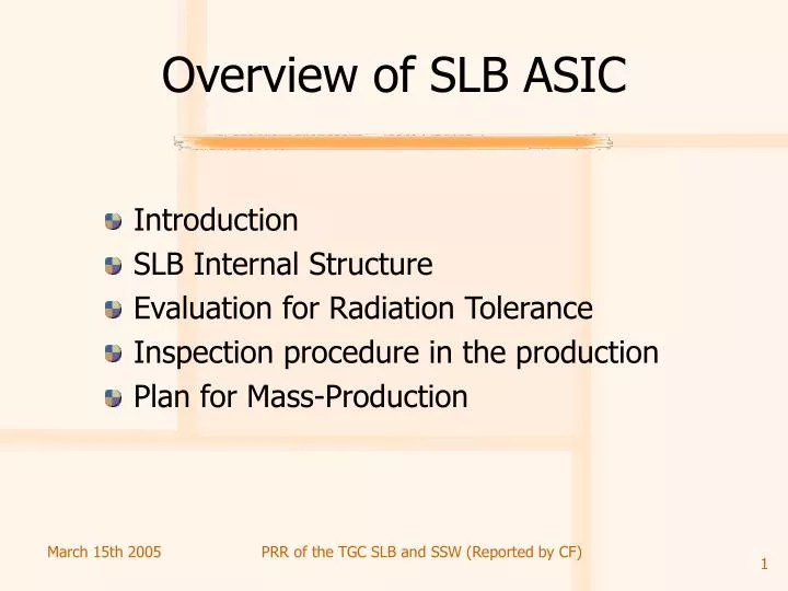 overview of slb asic