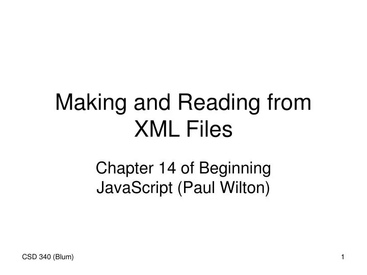 making and reading from xml files