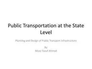 Public Transportation at the State Level