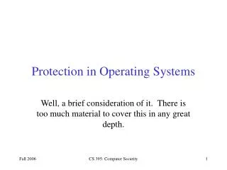 Protection in Operating Systems