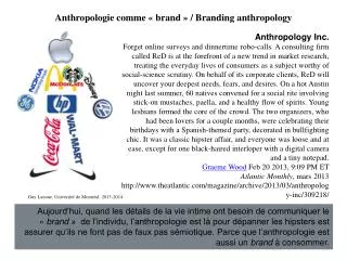 Anthropologie comme « brand » / Branding anthropology