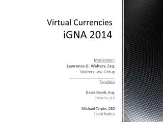 Virtual Currencies iGNA 2014