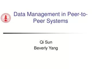 Data Management in Peer-to-Peer Systems