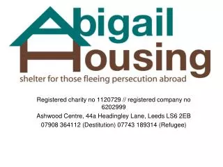 Registered charity no 1120729 // registered company no 6202999