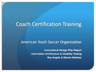 Coach Certification Training