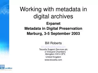 Working with metadata in digital archives