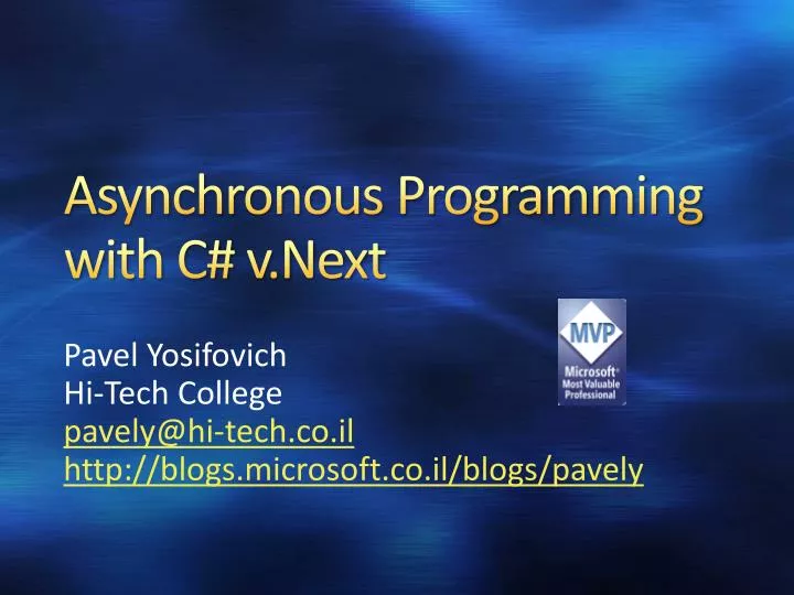 asynchronous programming with c v next