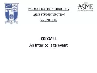 KRIYA’11 An Inter college event