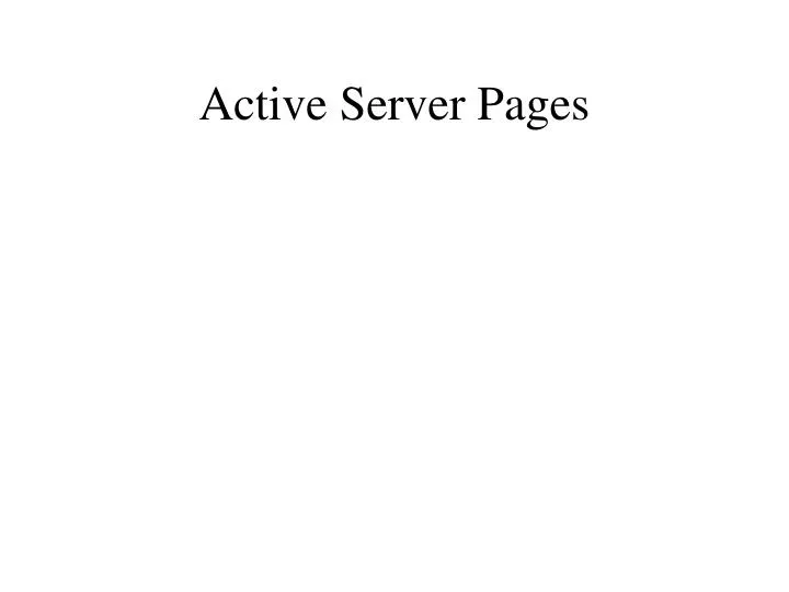 active server pages