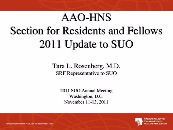 aao hns section for residents and fellows 2011 update to suo