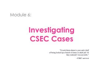 Investigating CSEC Cases