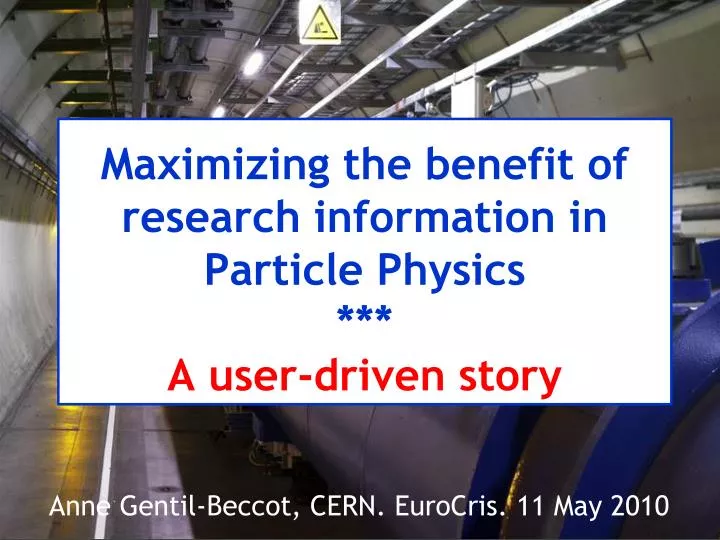 maximizing the benefit of research information in particle physics a user driven story
