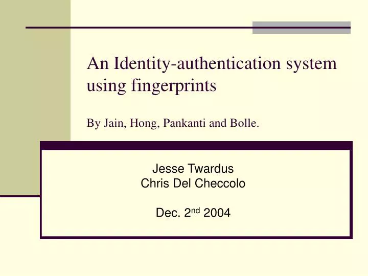an identity authentication system using fingerprints by jain hong pankanti and bolle