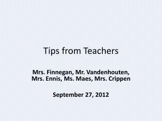 Tips from Teachers