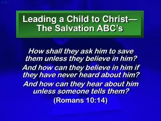 Leading a Child to Christ—The Salvation ABC’s