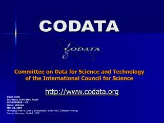 Committee on Data for Science and Technology of the International Council for Science