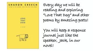 Every day we will be reading and exploring “Love That Dog” and other poems by amazing poets!