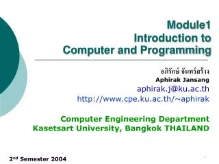 Module1 Introduction to Computer and Programming