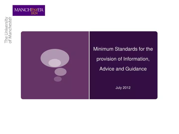 minimum standards for the provision of information advice and guidance
