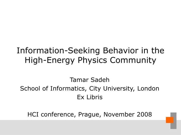 information seeking behavior in the high energy physics community