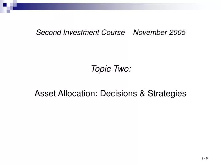 second investment course november 2005
