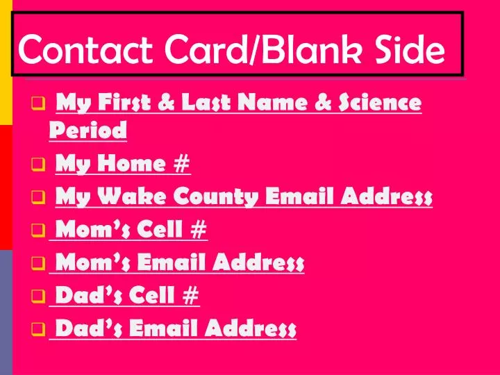 contact card blank side