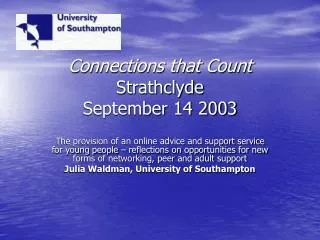 Connections that Count Strathclyde September 14 2003