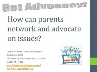 How can parents network and advocate on issues?