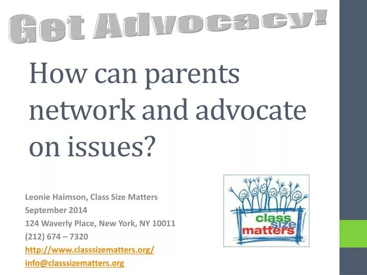 how can parents network and advocate on issues