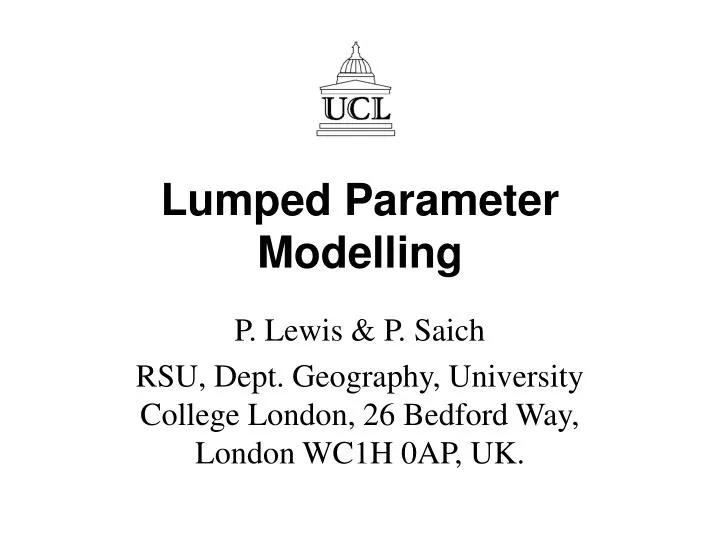 lumped parameter modelling