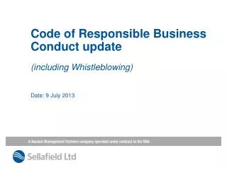 Code of Responsible Business Conduct update