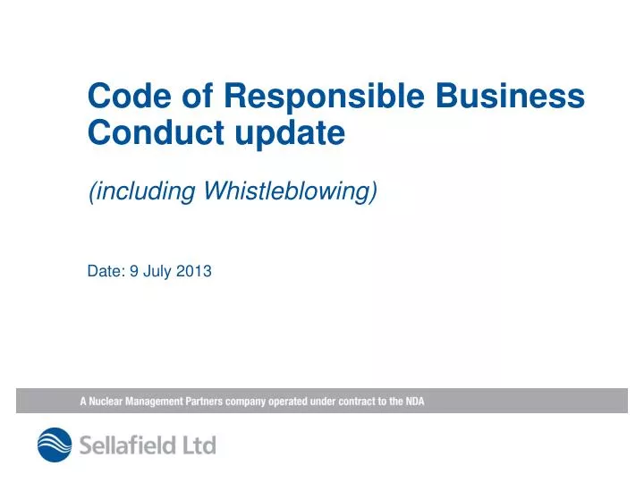code of responsible business conduct update