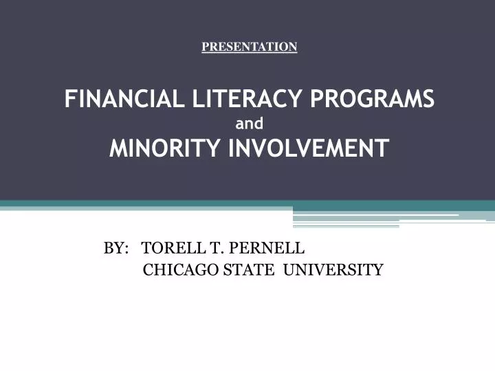 presentation financial literacy programs and minority involvement